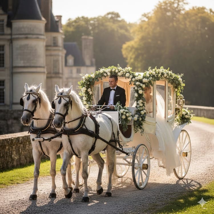 Location d'une calèche pour un mariage romantique